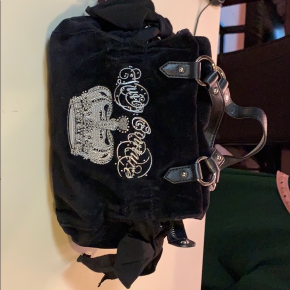 black and silver handbag